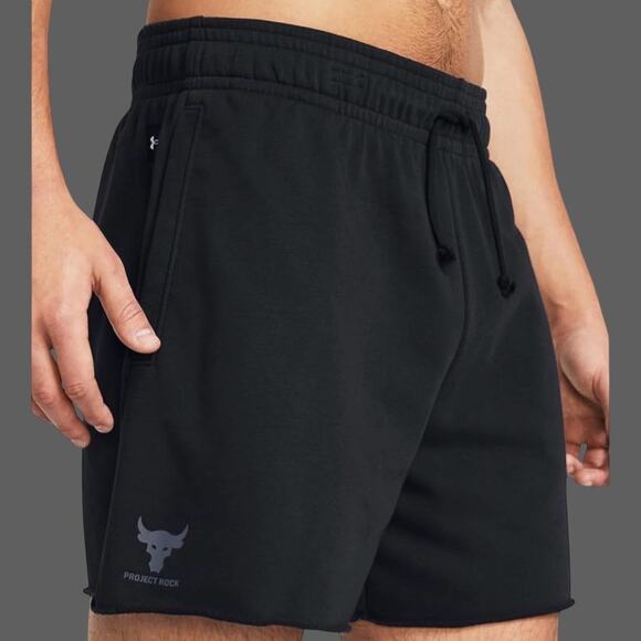 Under Armour Project Rock Terry Men’s 5" Black Shorts Size M NWT - Picture 10 of 10